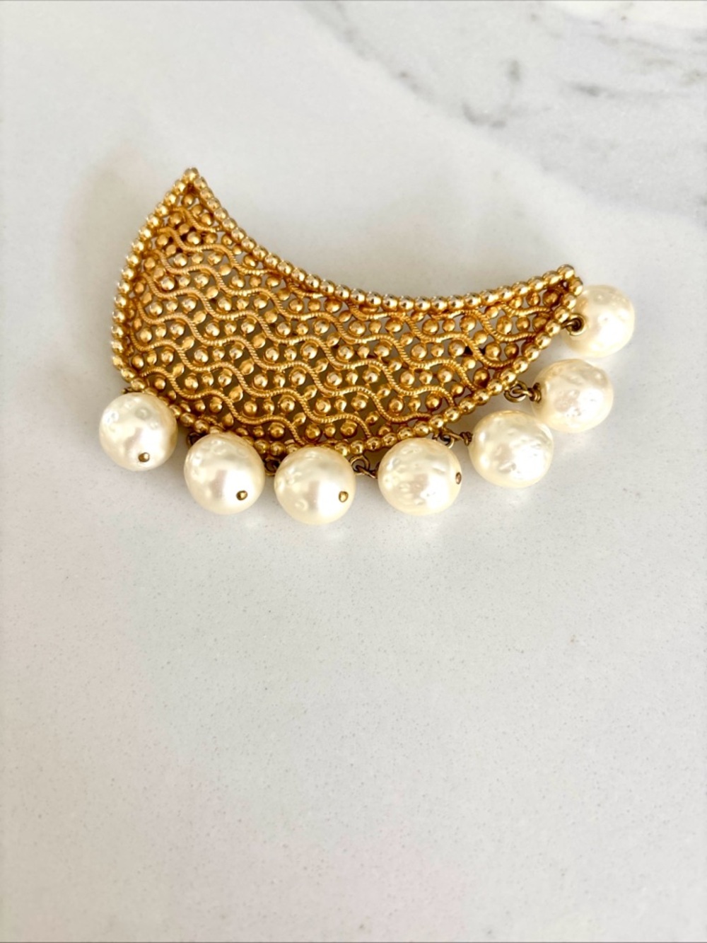 Dominique Aurientis gold and pearl brooch